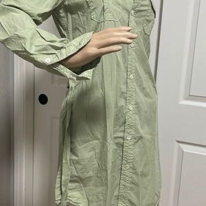 short dress civilaire utility shirts green long sleeve bag on the front size.M